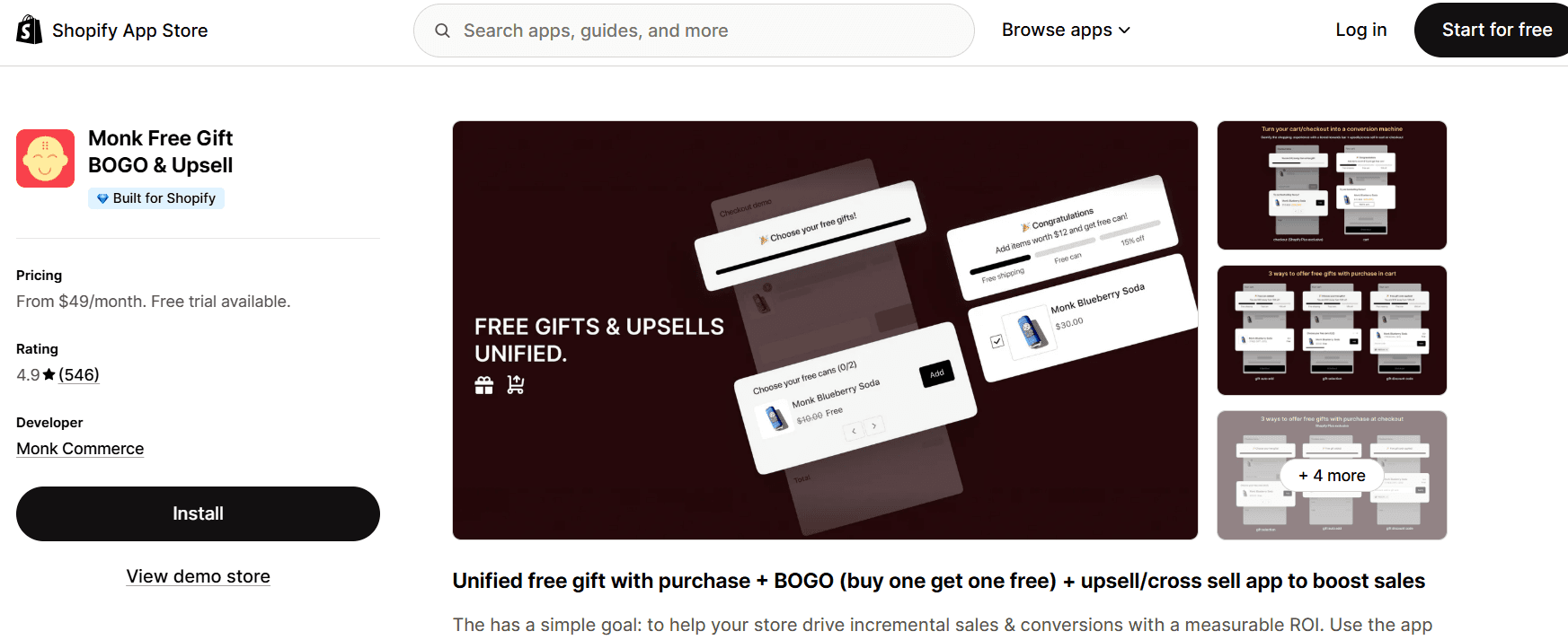 Monk Free Gift App on Shopify App Store