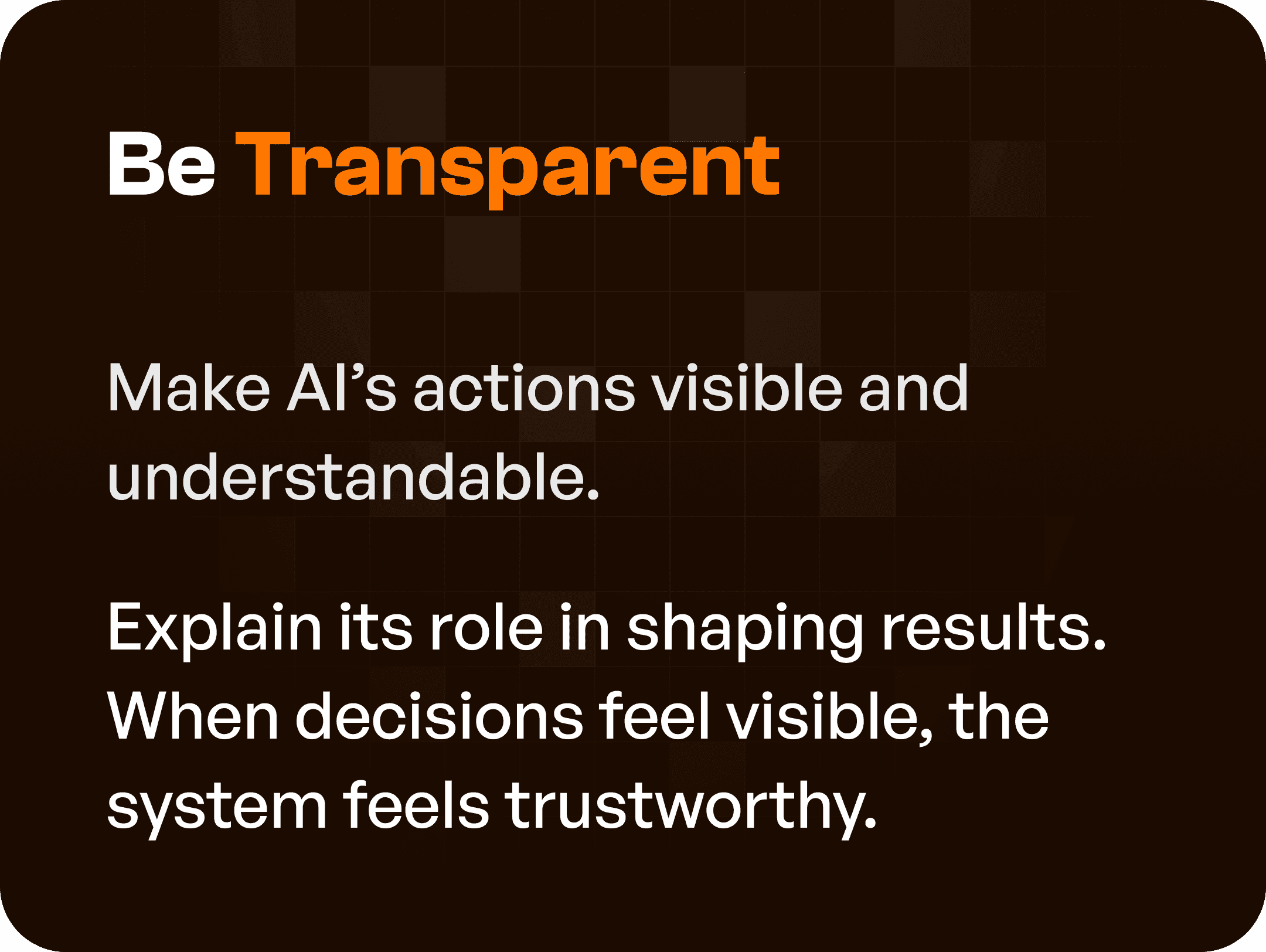 Transparency in detail for AI system