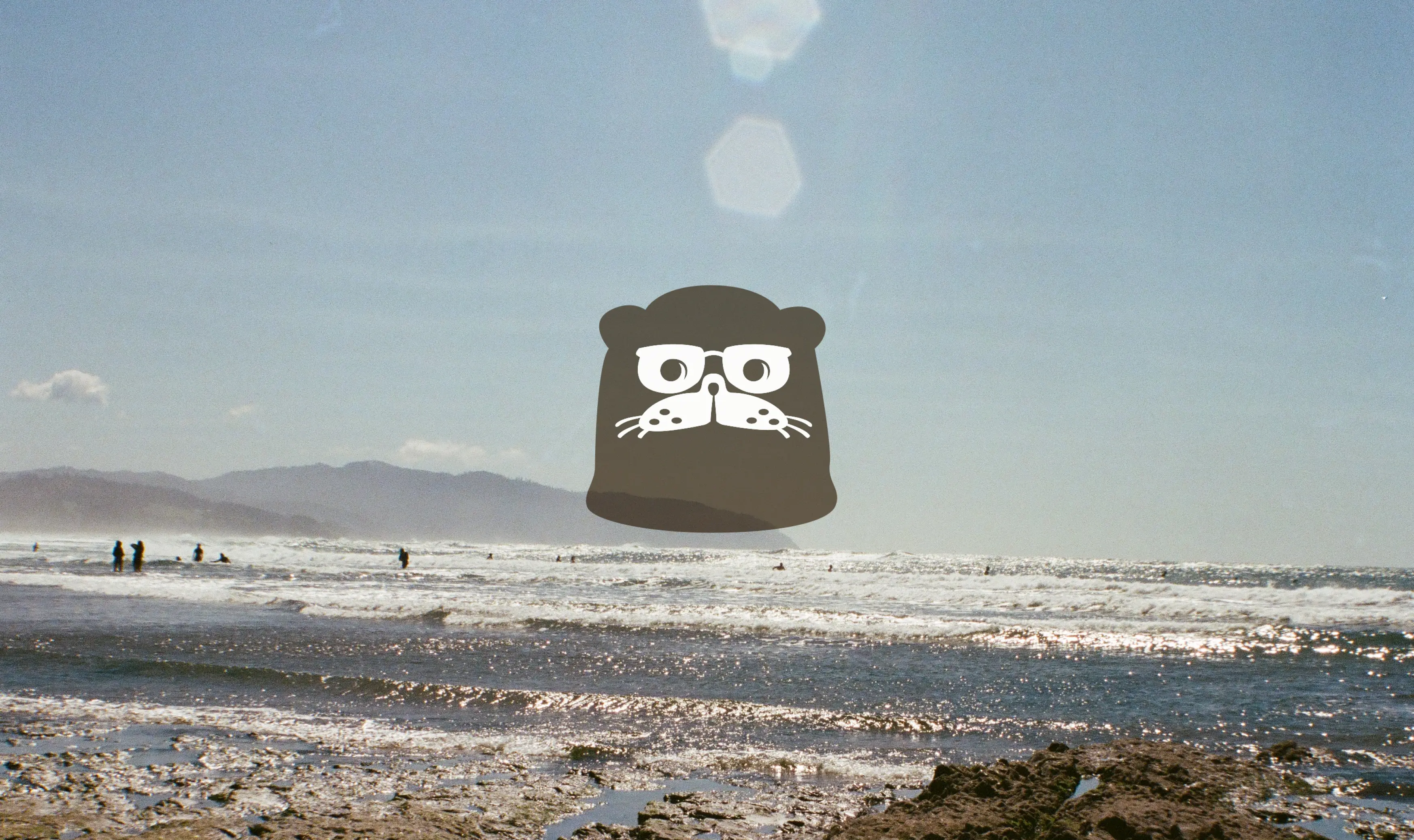 Otter logo for AJZ Production against film photo of Oregon Coast