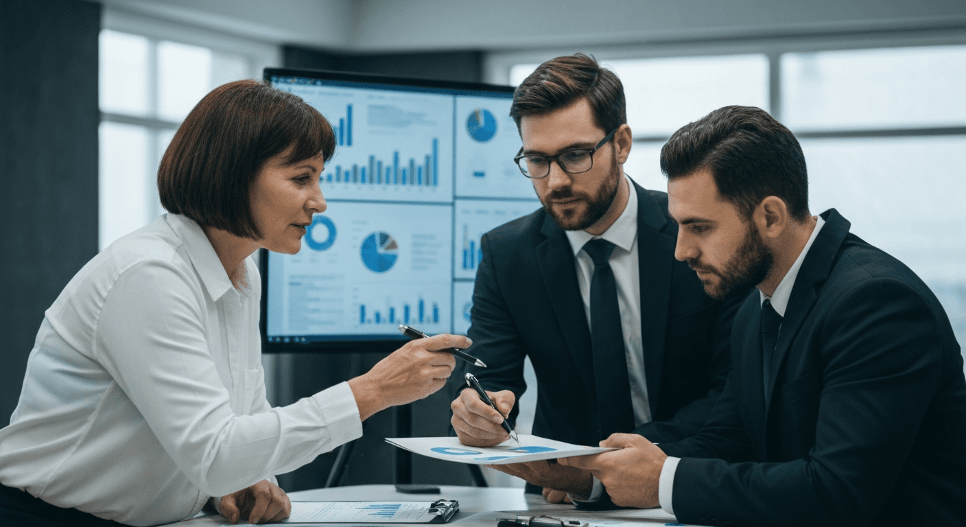 Team reviewing contract solutions