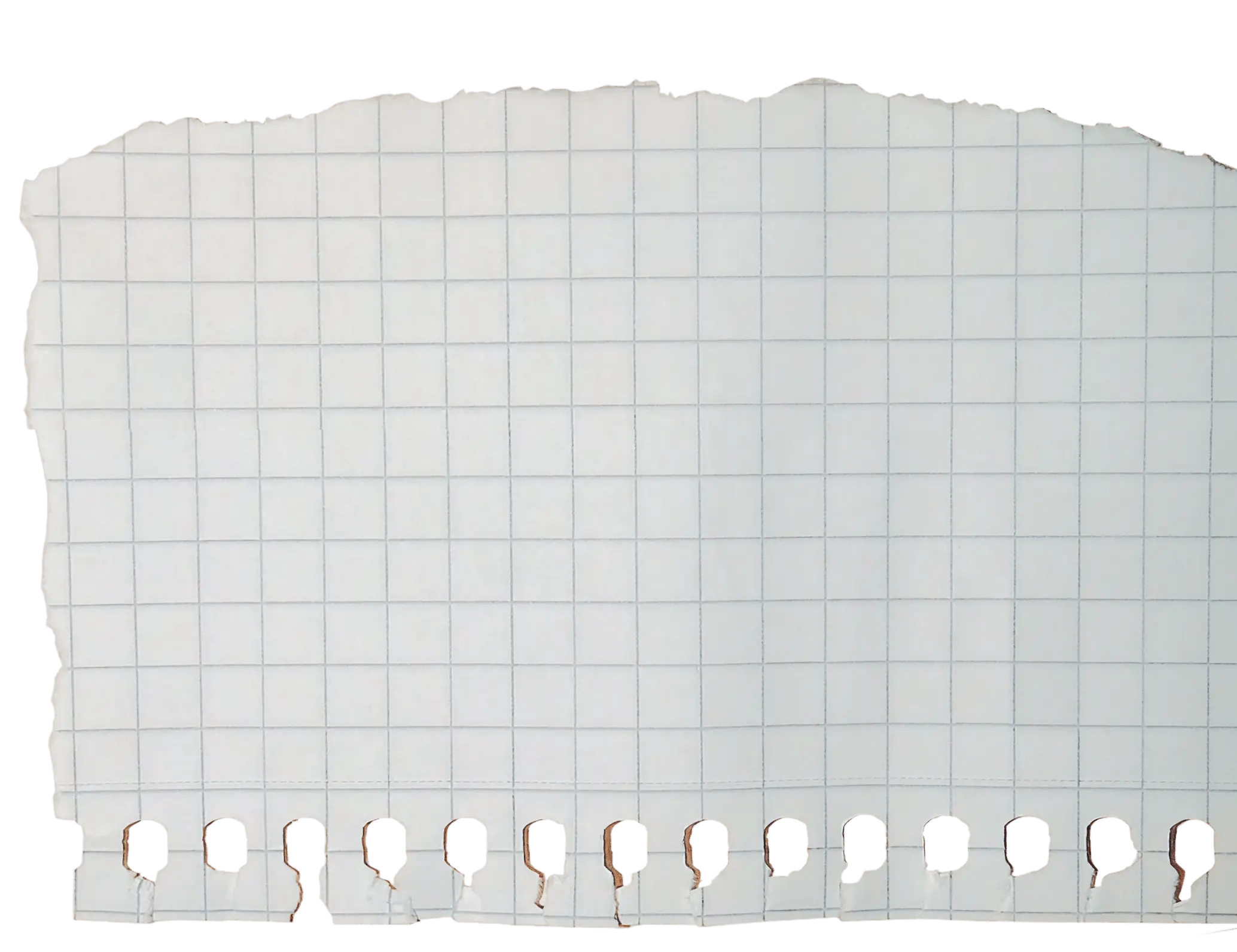 A textured rectangle of plain white paper, slightly tilted, showcasing its coarse surface against a transparent background.