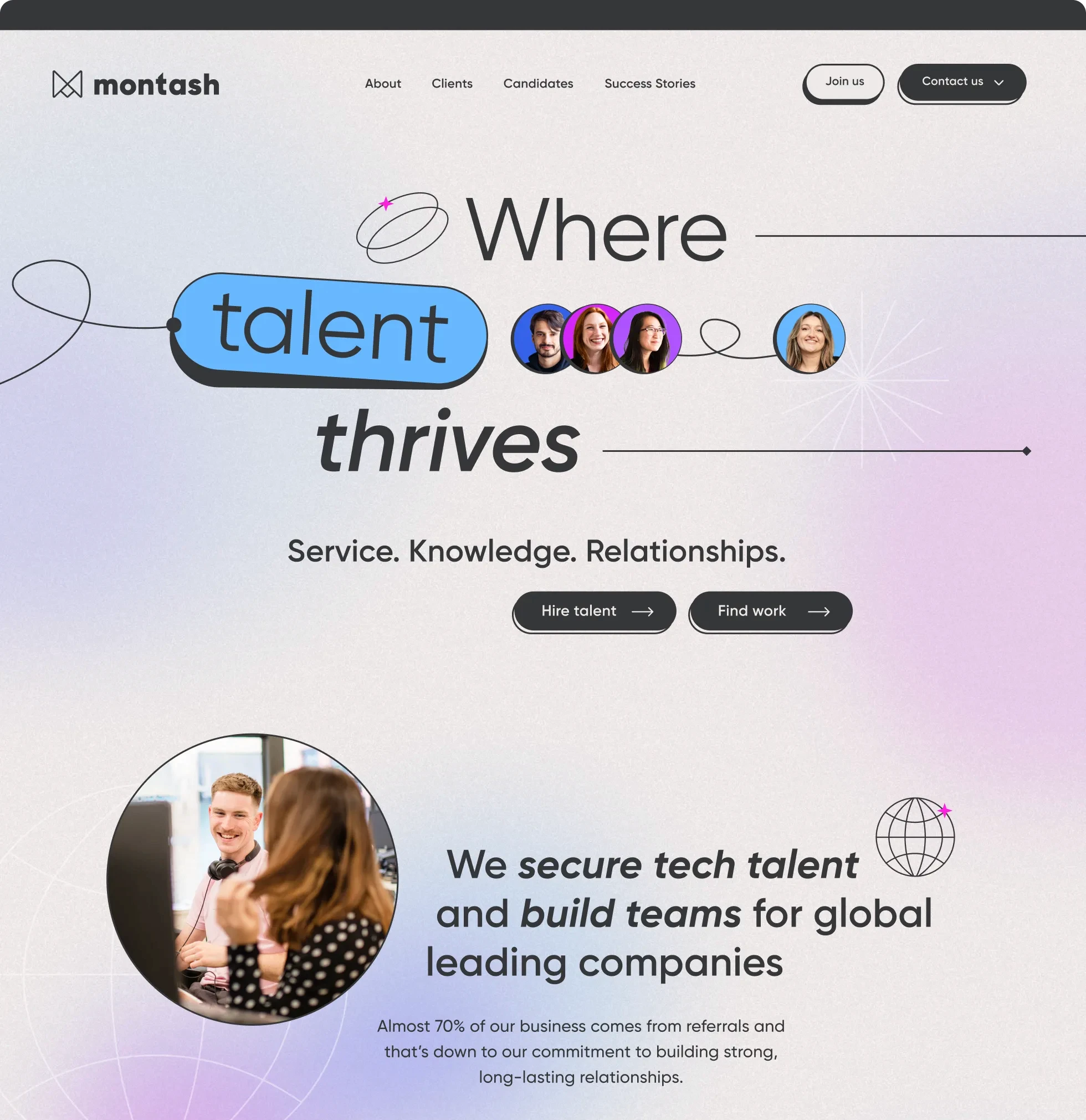 Montash website design homepage example