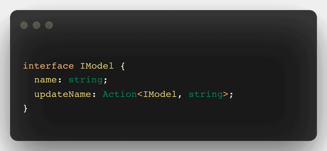 A code snippet that shows an Action.