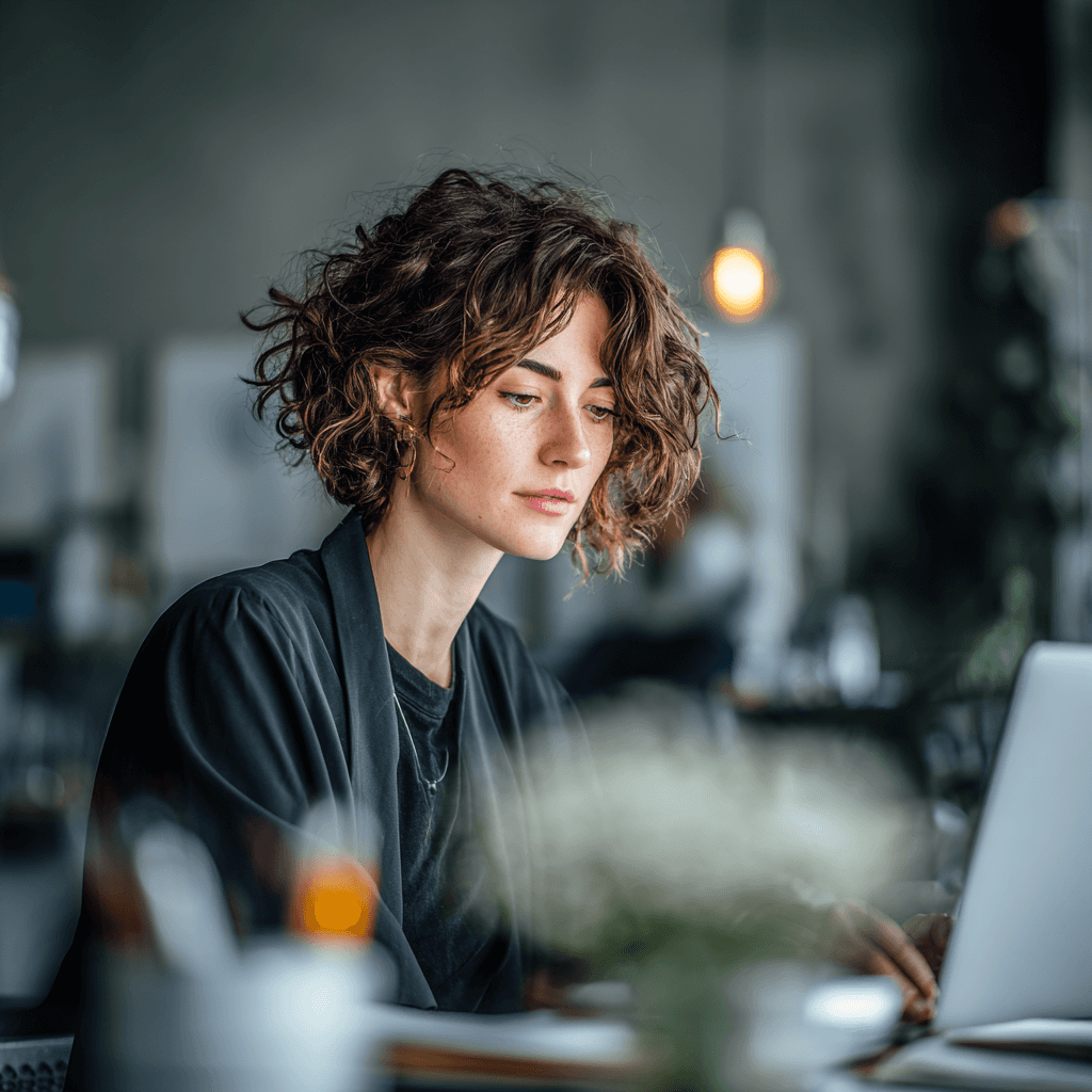 Lady working on a laptop