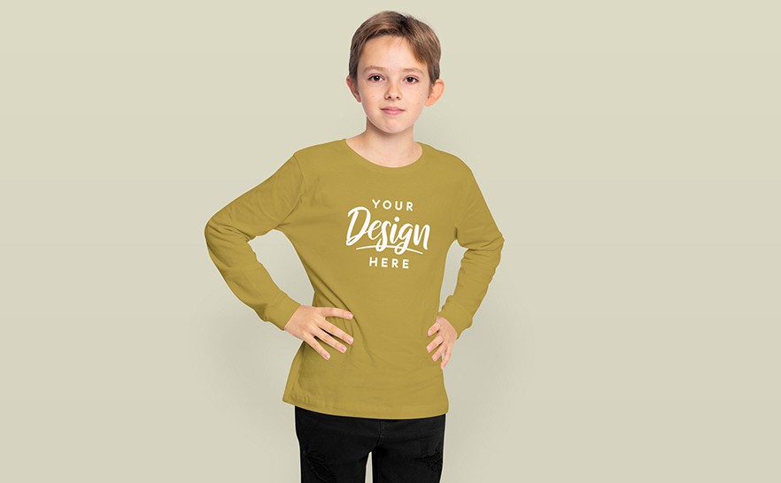 mockup of a kid with a sweatshirt