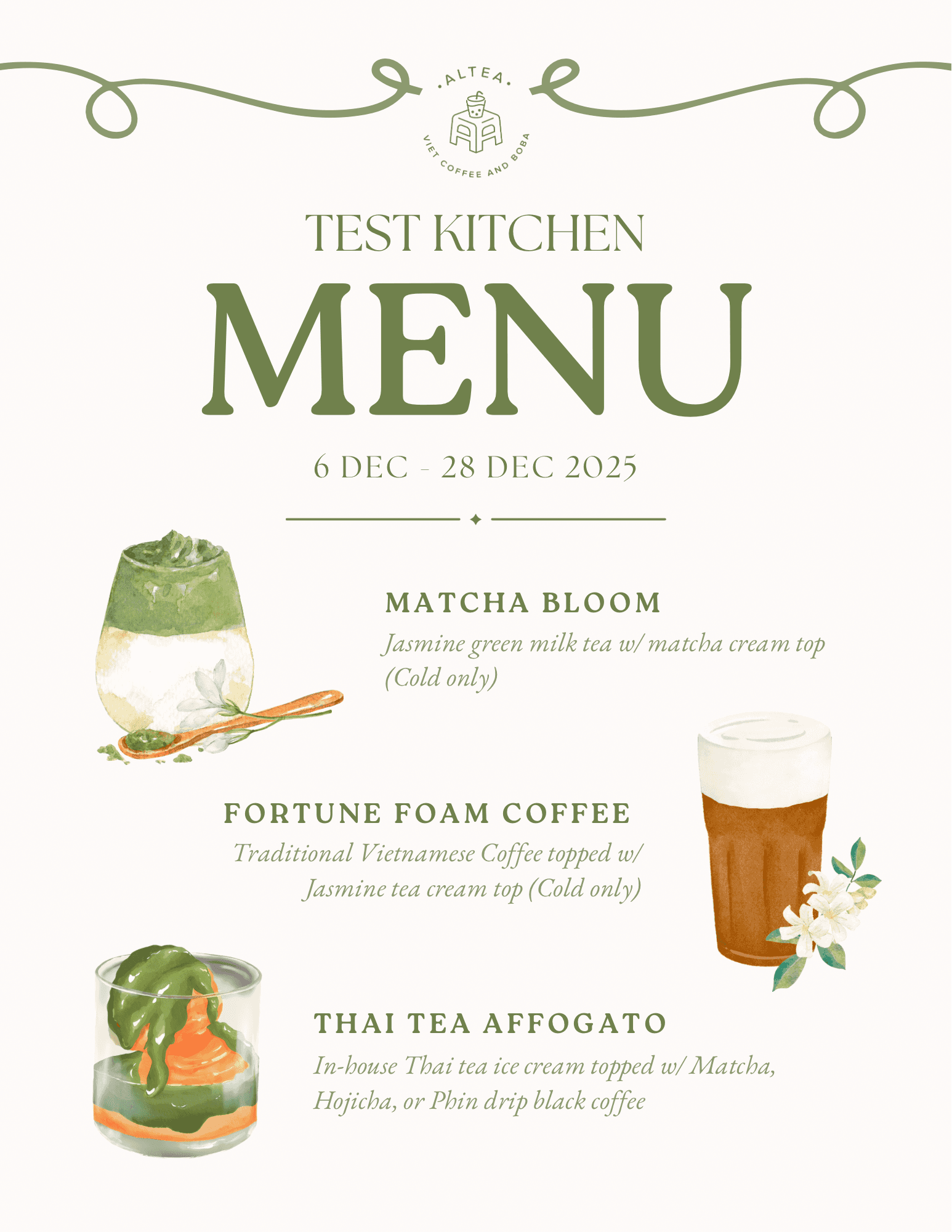 ALTEA Test Kitchen Menu