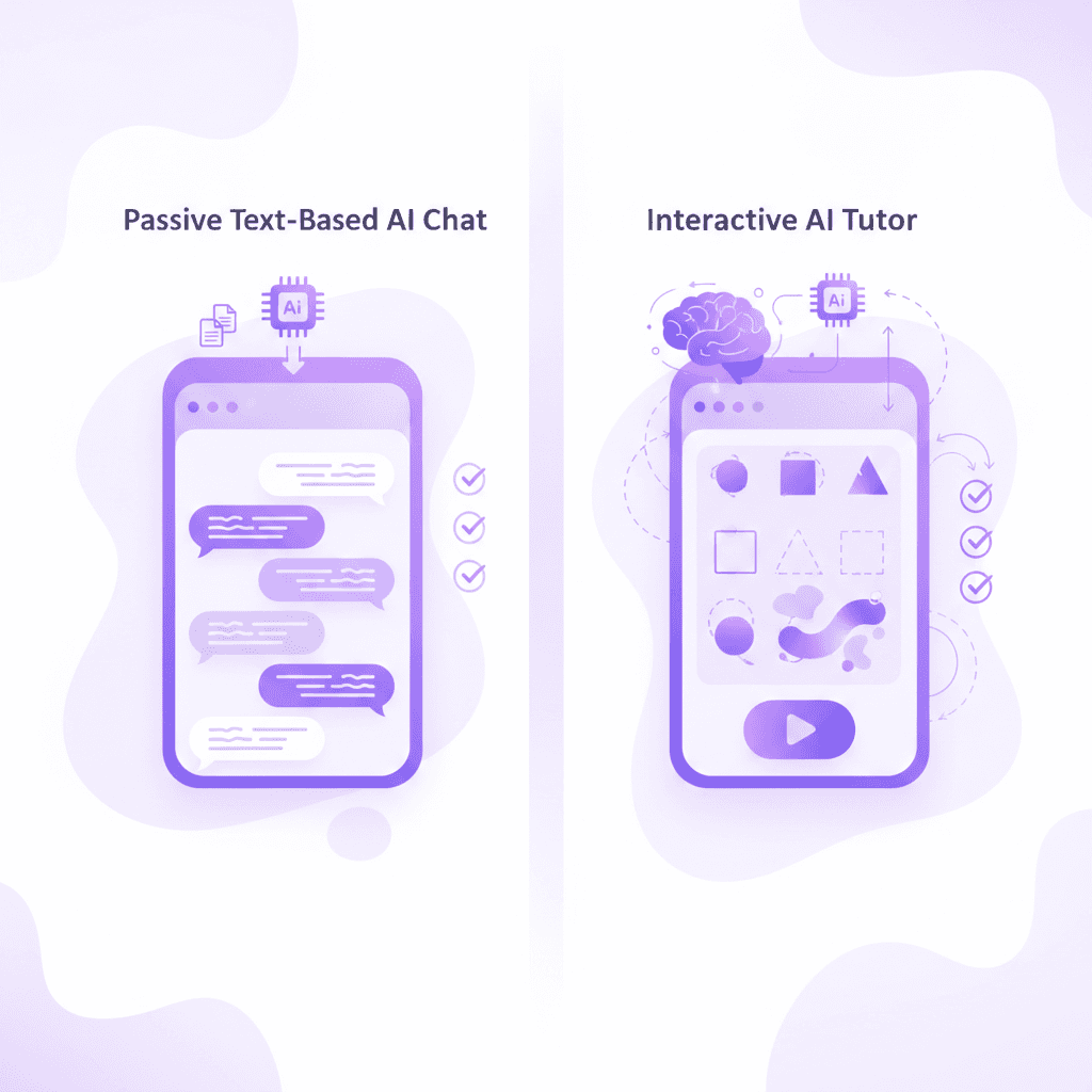 Comparison of standard AI text generators versus an interactive voice AI study tutor