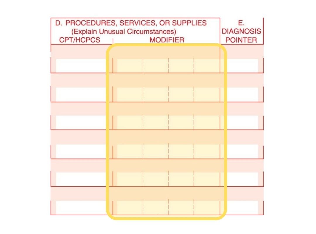 Modifier fields on CMS-1500 form