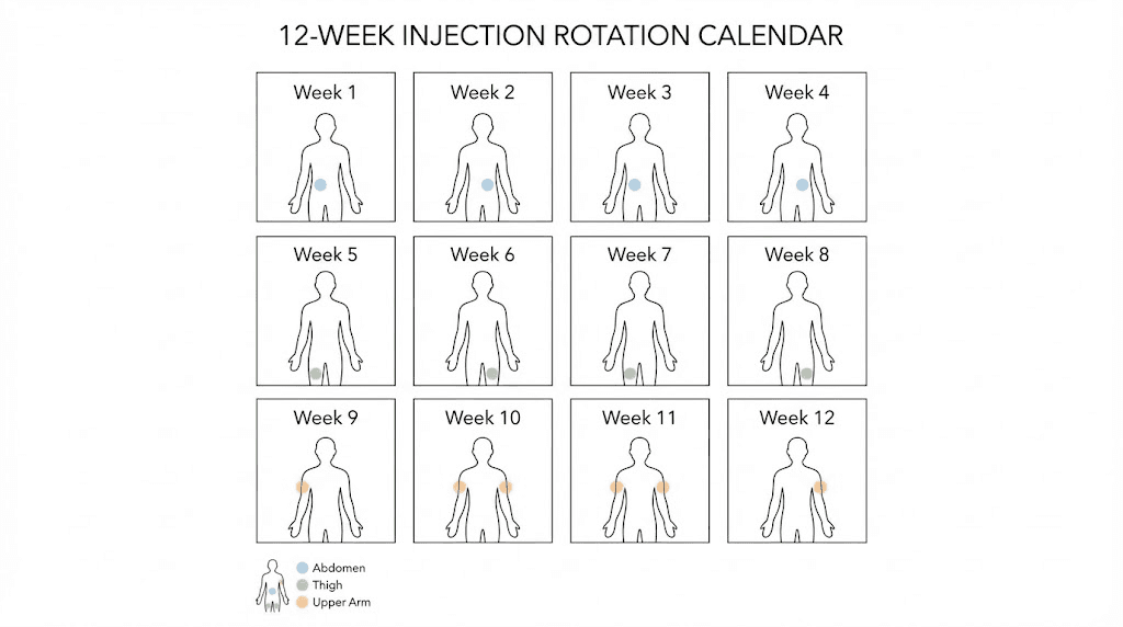 Retatrutide 12-week injection site rotation schedule calendar