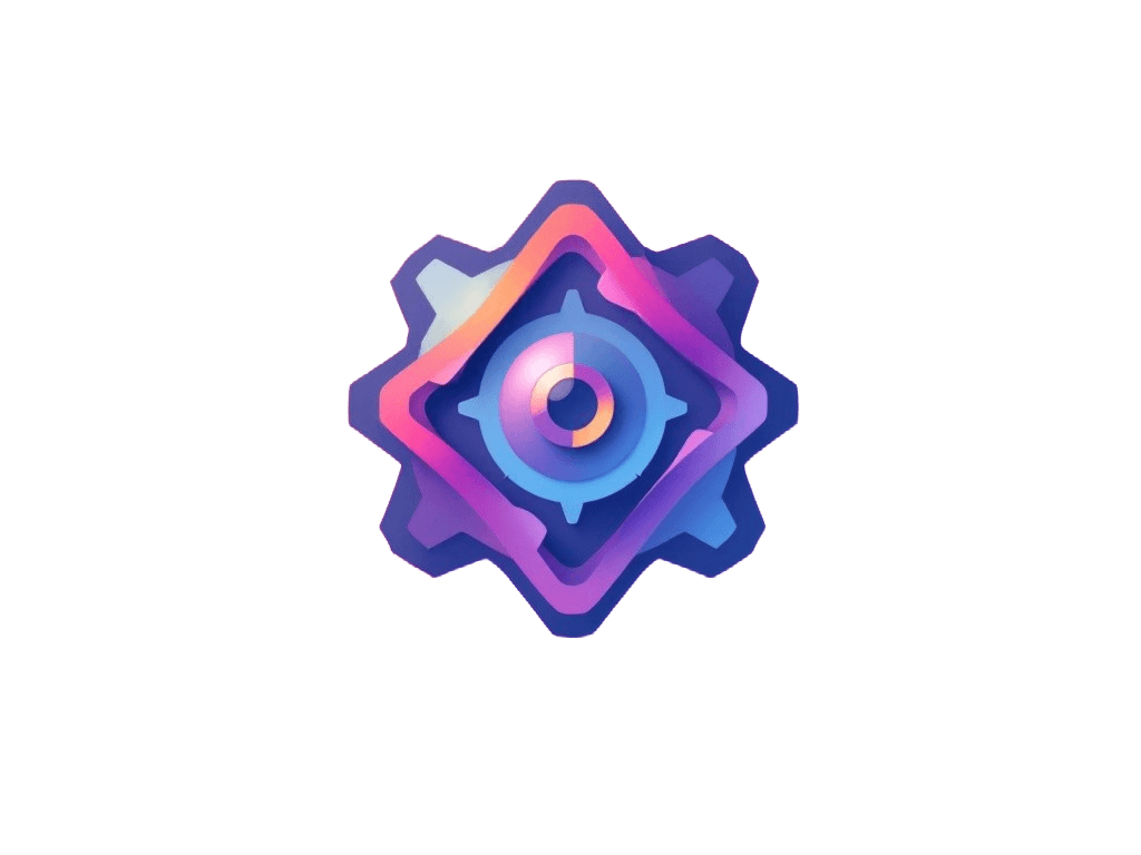 A colorful gear with a circle in the middle