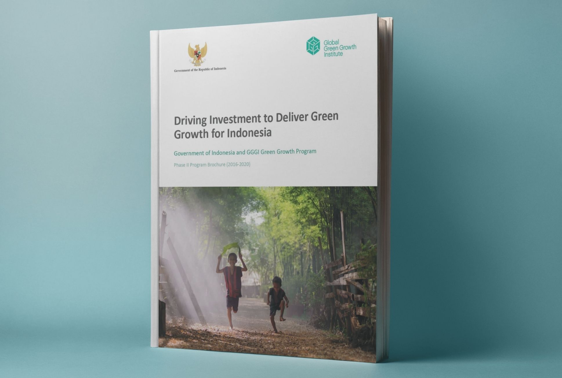 A green growth booklet mockup with simple and modern green accents