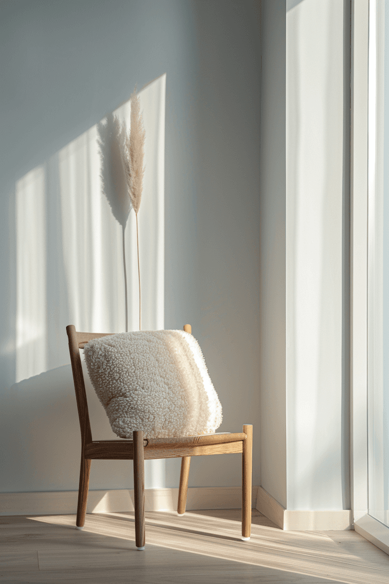 A chair beside a potted plant in a well-lit room, creating a cozy and inviting atmosphere.