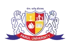 The image displays the emblem of Parul University featuring a detailed coat of arms with symbols for knowledge and education, embodying the university's commitment to unbiased counseling and UG/PG online degree programs through its partnership with EazyGrad.