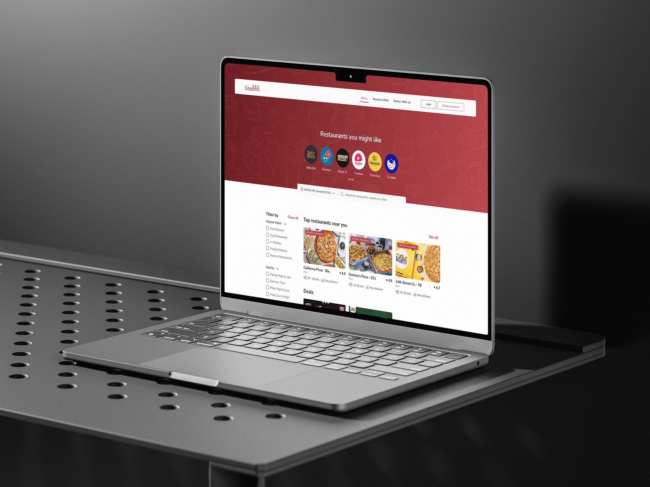 Grabbb - Food Delivery App - Website Mockup