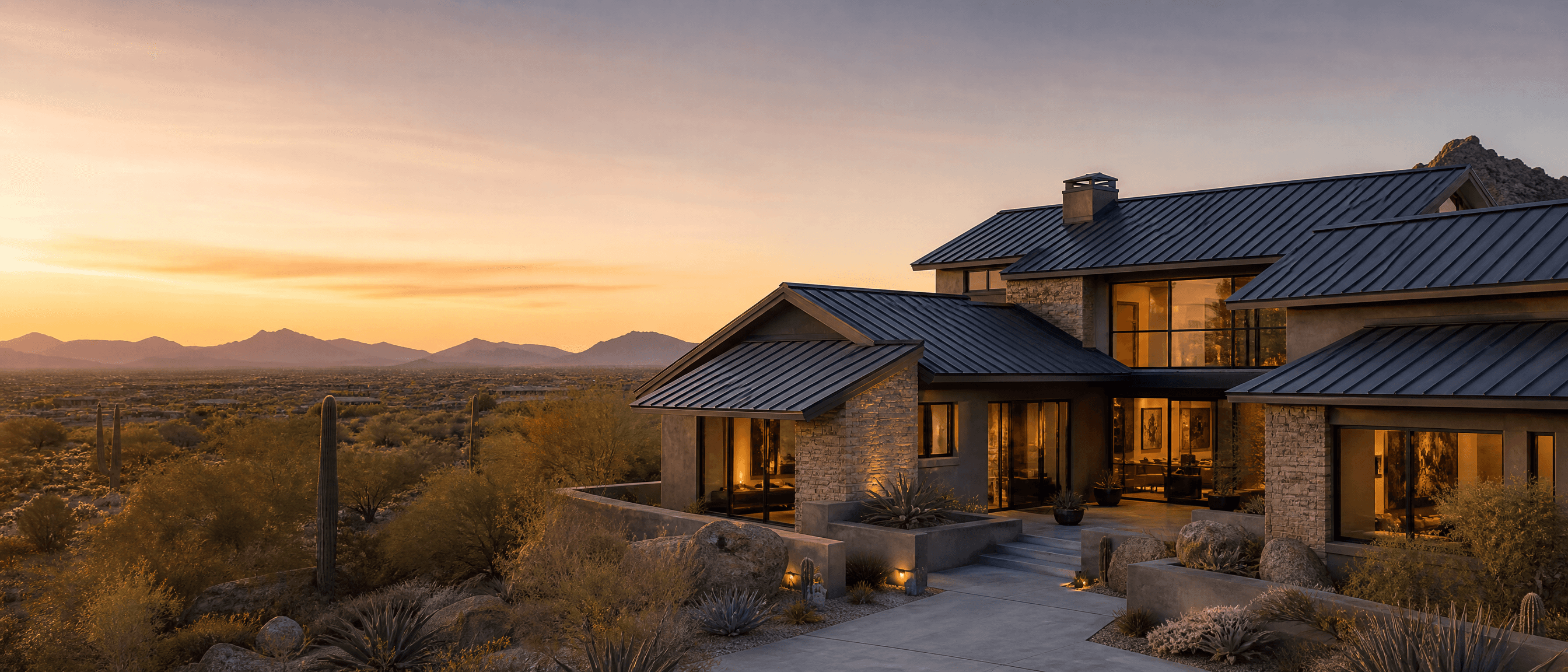 Standing-seam metal roof on a Scottsdale home