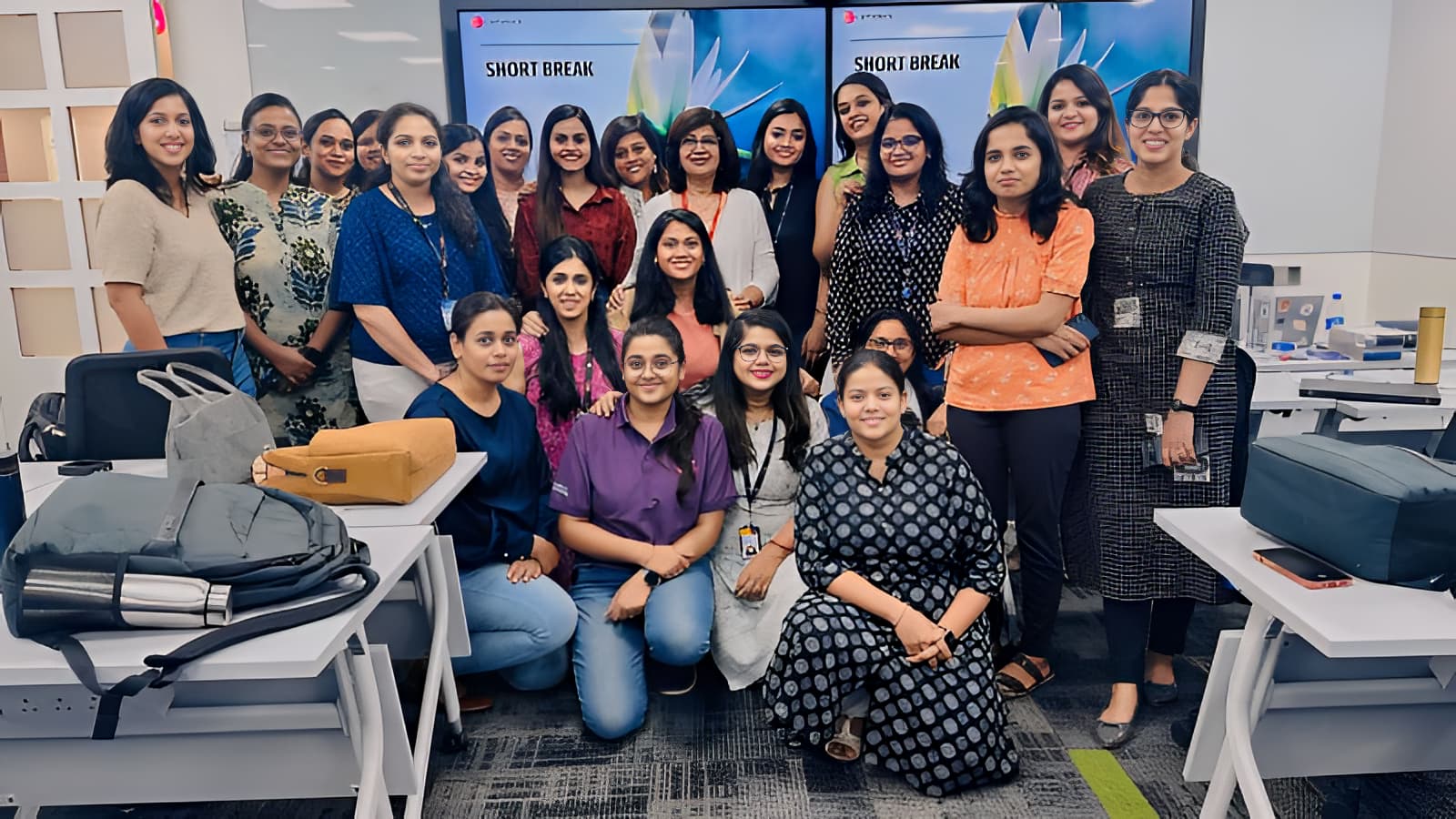 A group of women with Mridula Sankhyayan