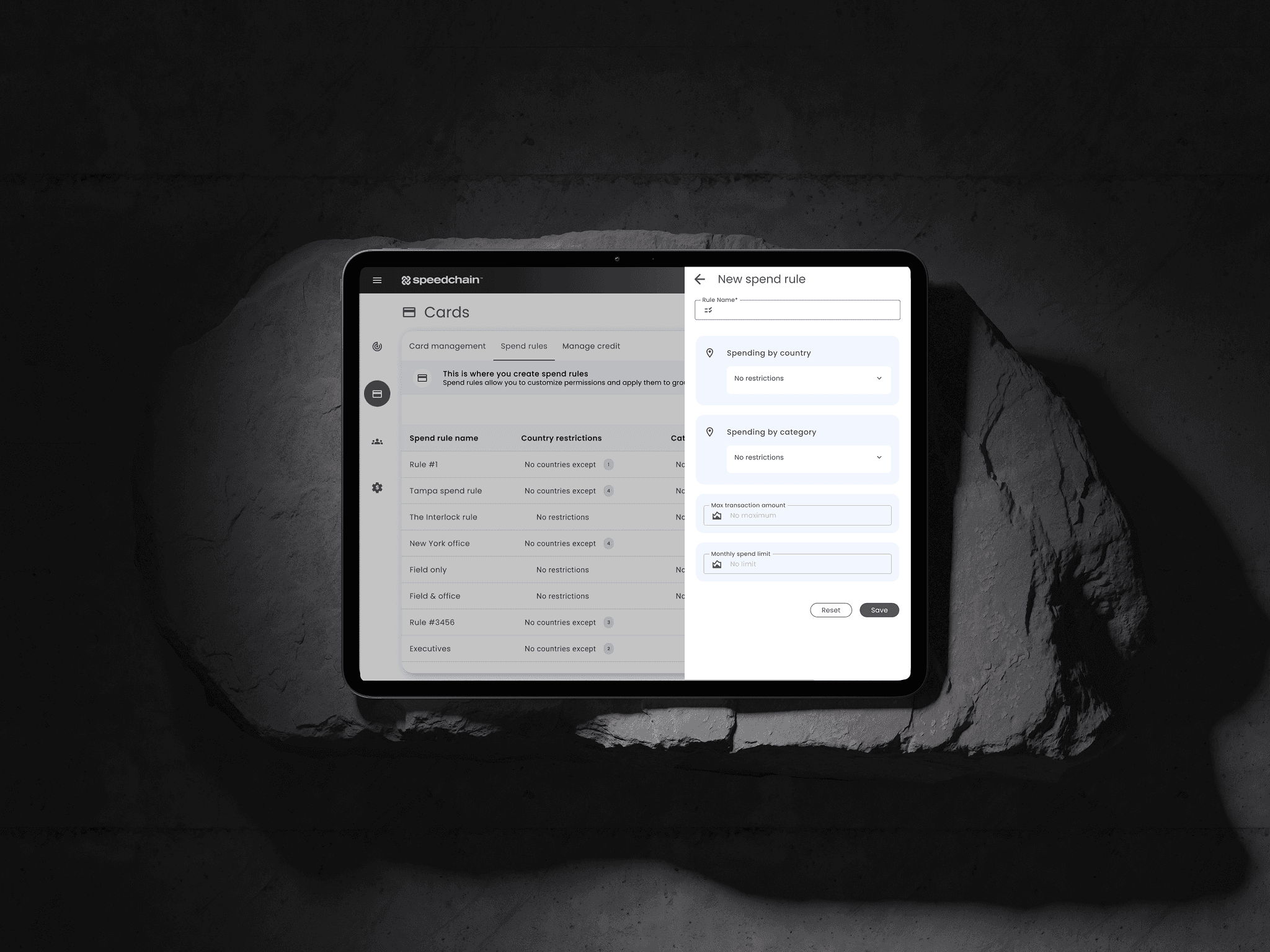 ipad with teh speedchain expense management platform
