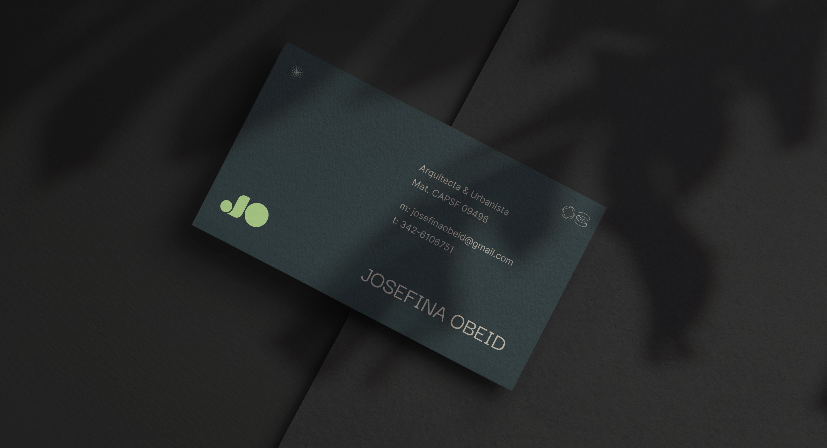 Business card design for Josefina Obeid’s architectural brand identity
