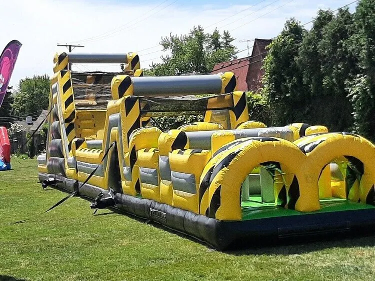 large inflatable obstacle course with 2 entrances for racing