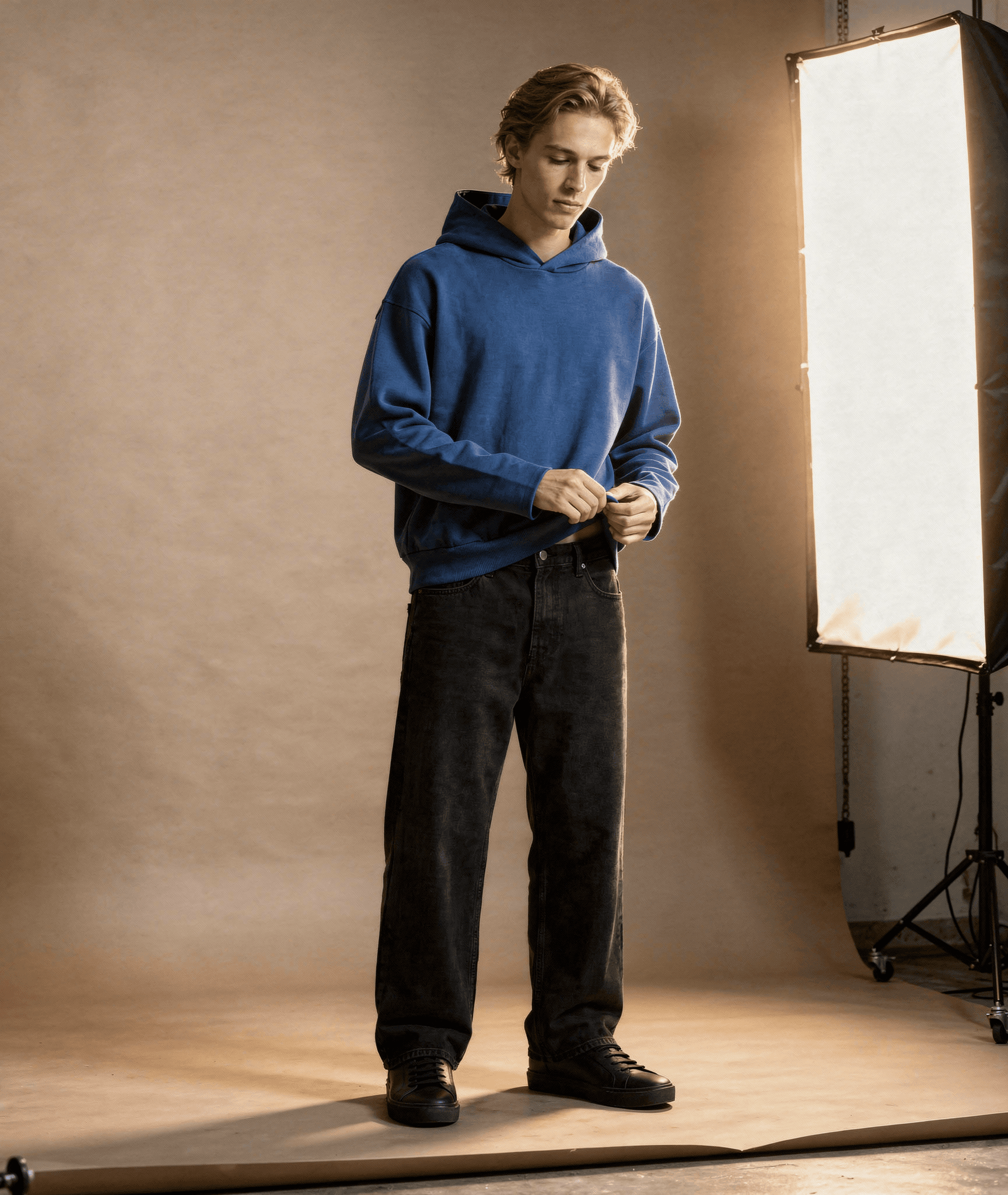 a woman in a white coat and black boots