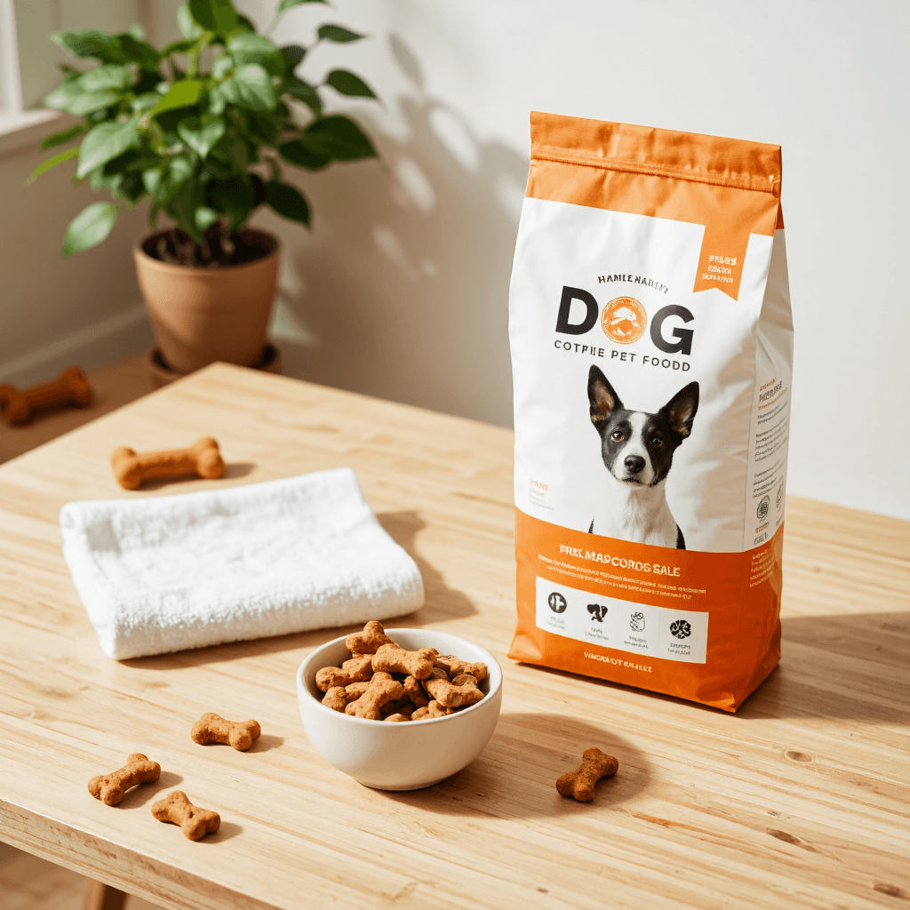 product photography of a bag of dog food