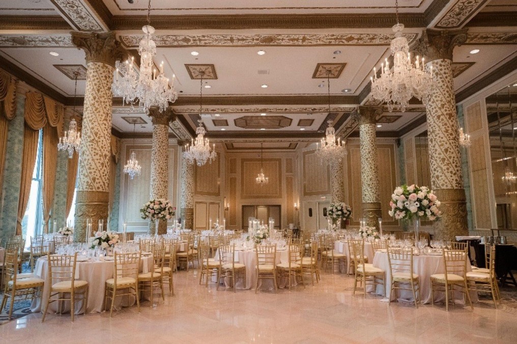 The Drake Hotel Chicago wedding ballroom with classic elegance and views of Lake Michigan