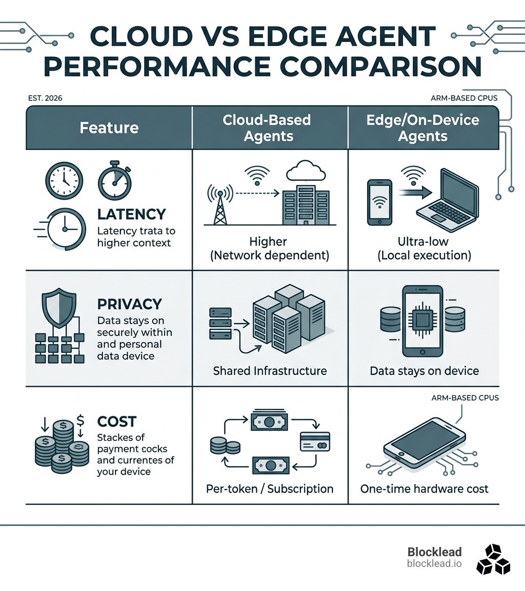 Table comparing Cloud vs Edge agent performance - agentic ai development infographic 