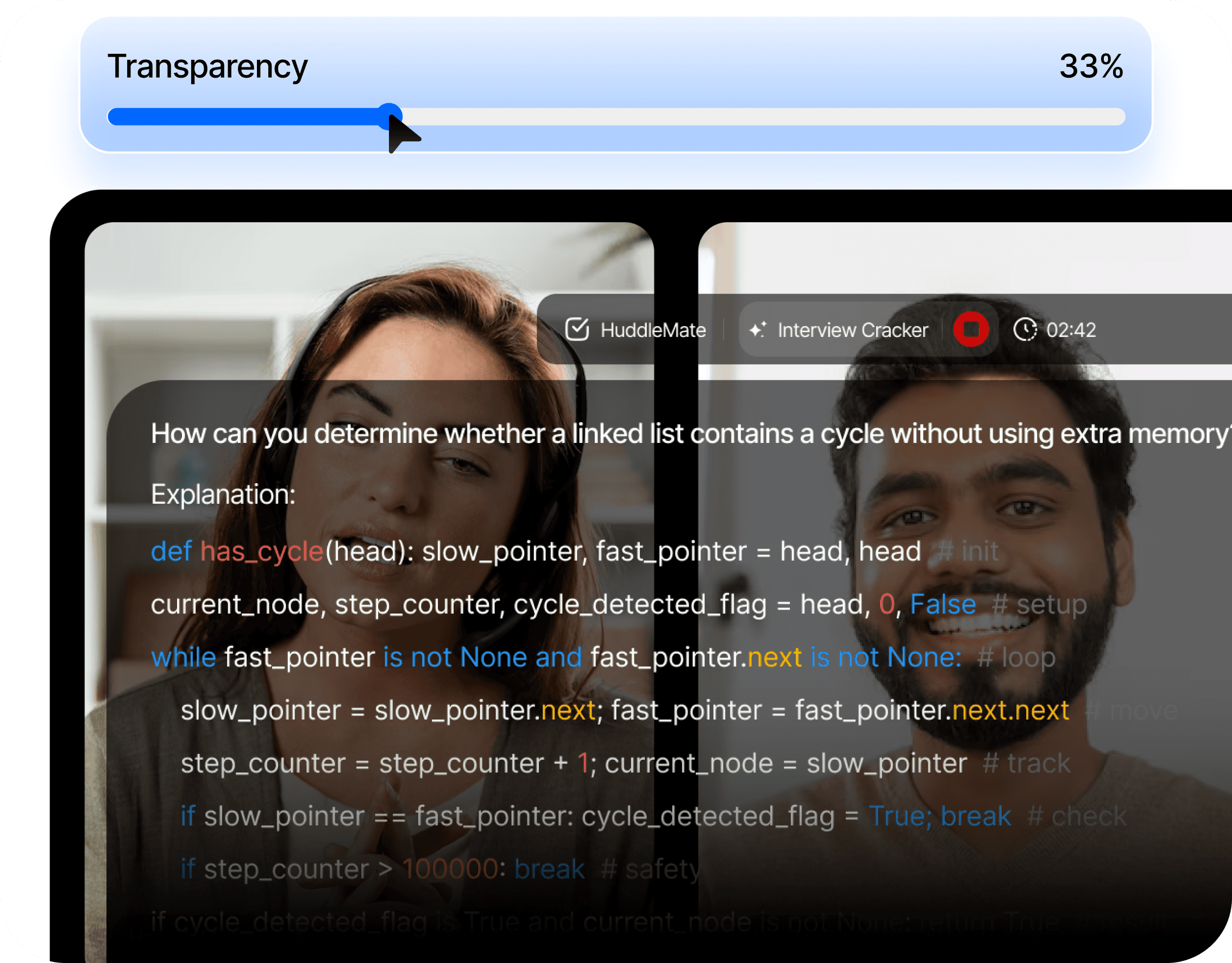 Adjustable transparency controls