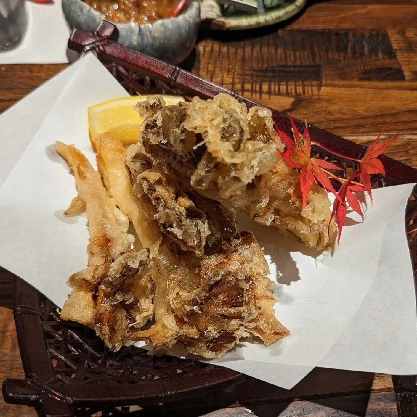 Maitake tempura or mushroom tempura