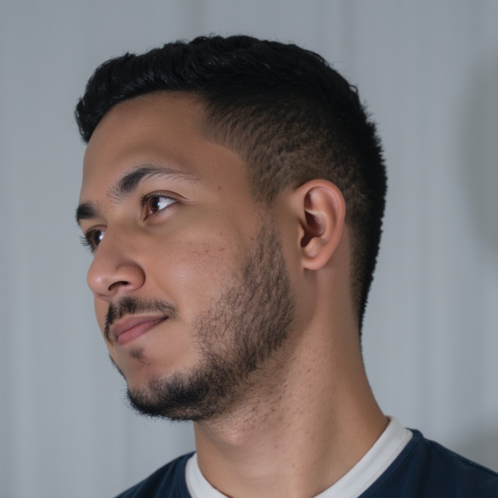 Boy using laptop while wearing red cap
