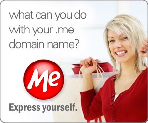 A woman holding shopping bags, .me logo on top.