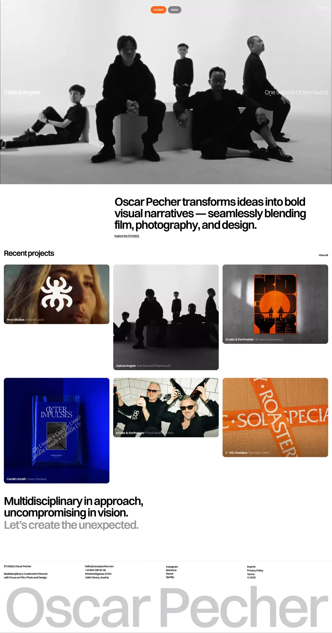 Oscar Pecher portfolio page screenshot showcasing Advertising and Design design