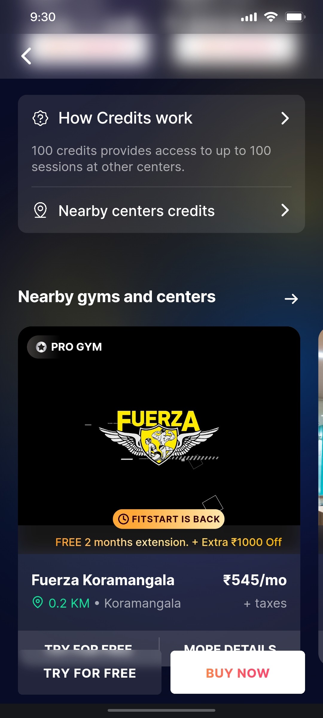 Cult.fit App Nealry gyms and center Screen