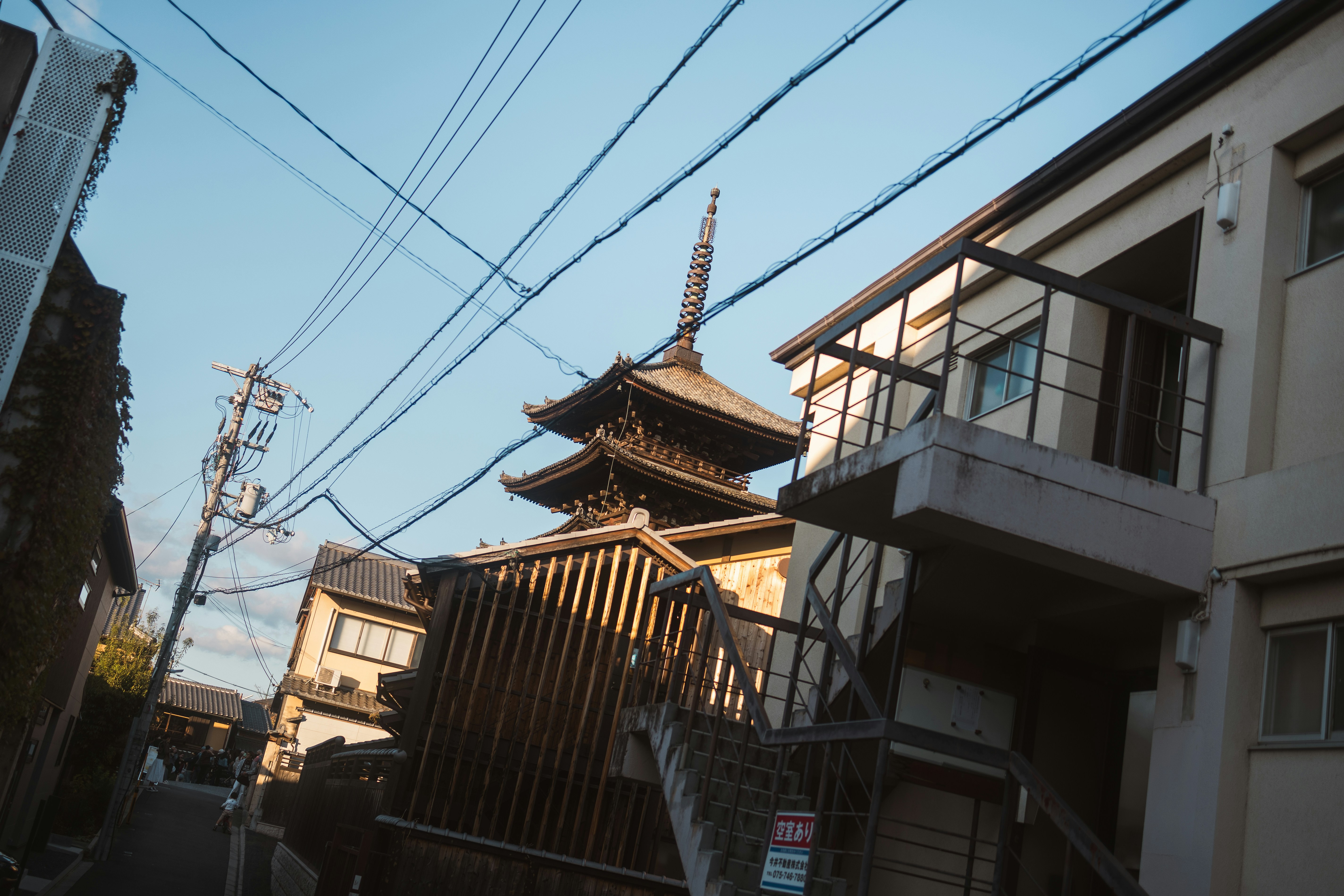 A view of a building from the street