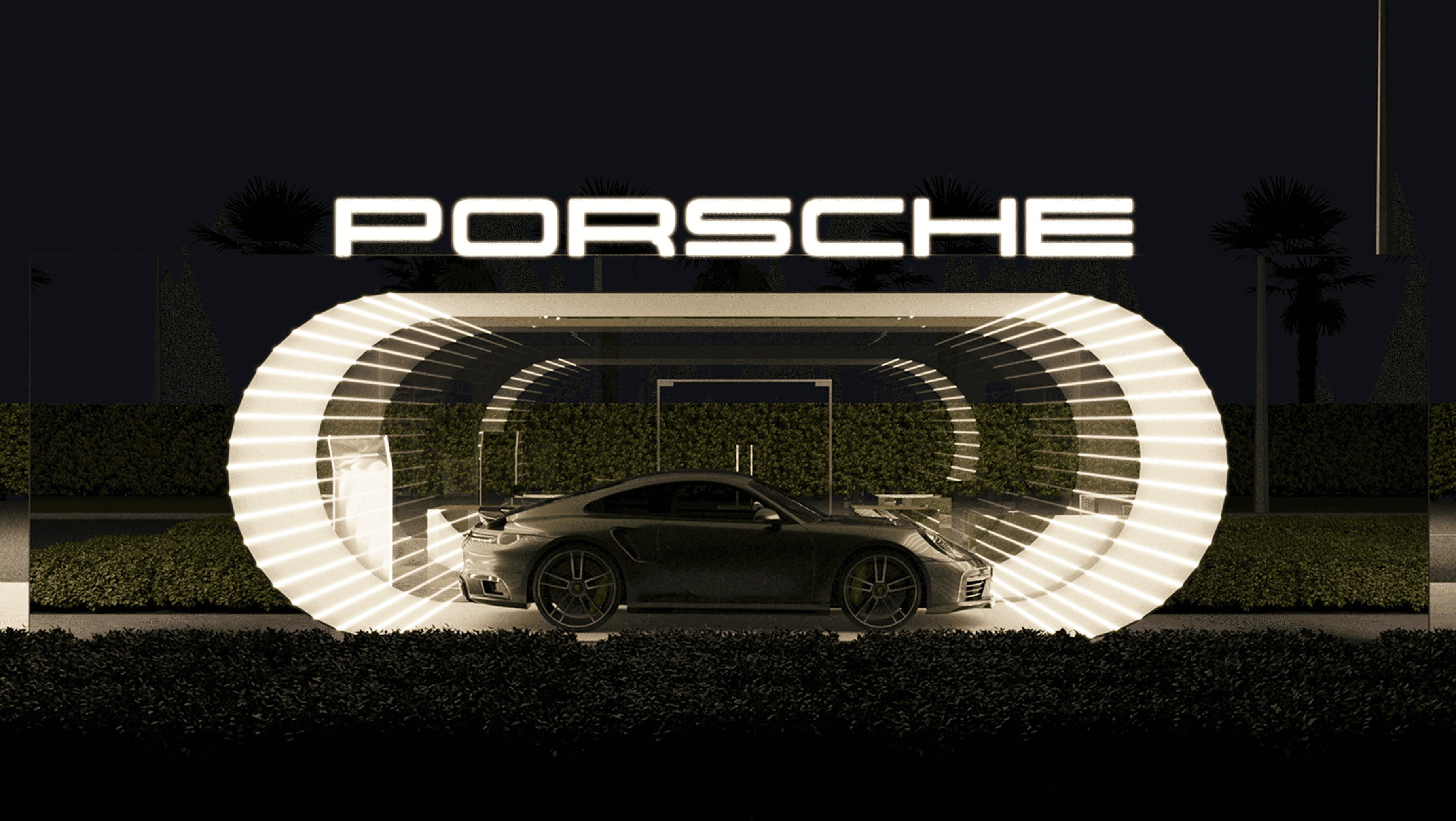 Case study cover image for Porsche roadside pop-up concept between Dubai and Abu Dhabi, developed by our team