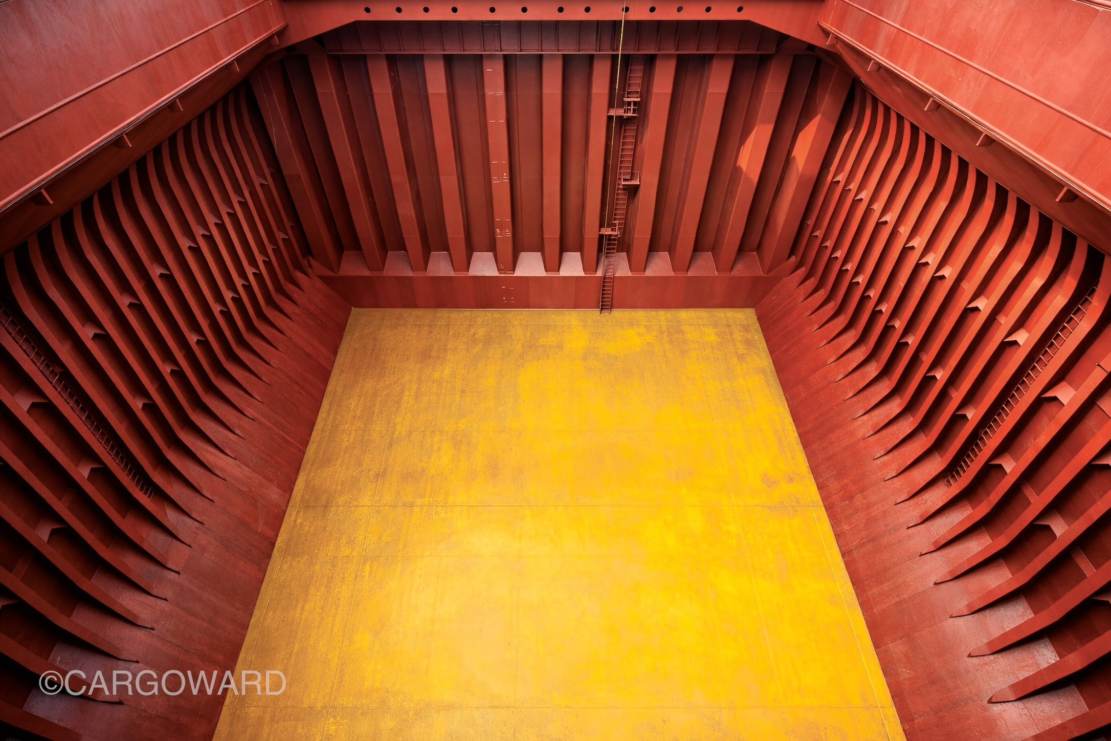 Bulk carrier cargo hold professionally cleaned by CARGOWARD in Itaqui, Brazil, ready for soybean loading, with grain-ready surfaces and high-standard cargo hold cleanliness for export operations.