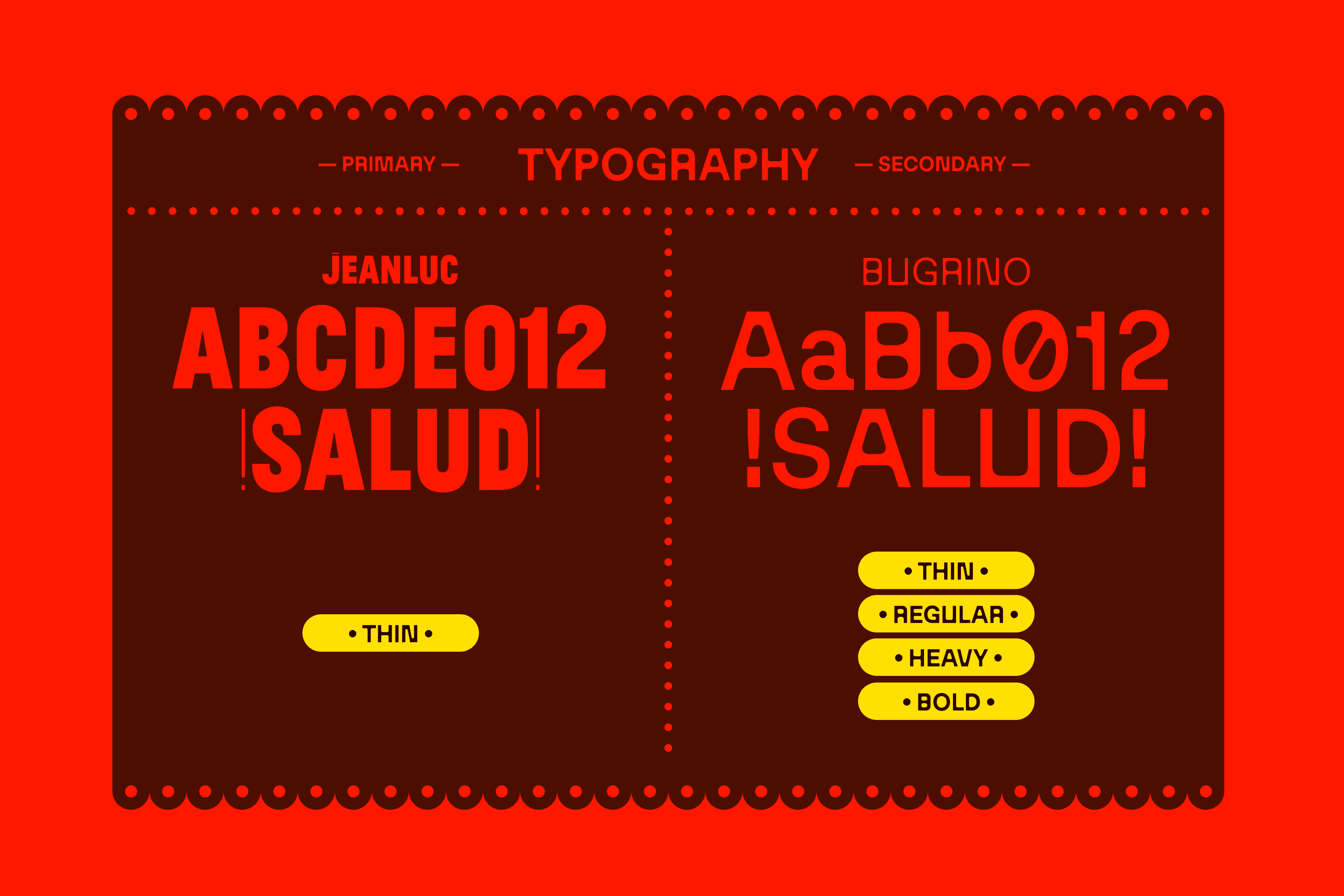 Sagrada Michelada typography sheet with display letterforms and headline samples, brand typography design