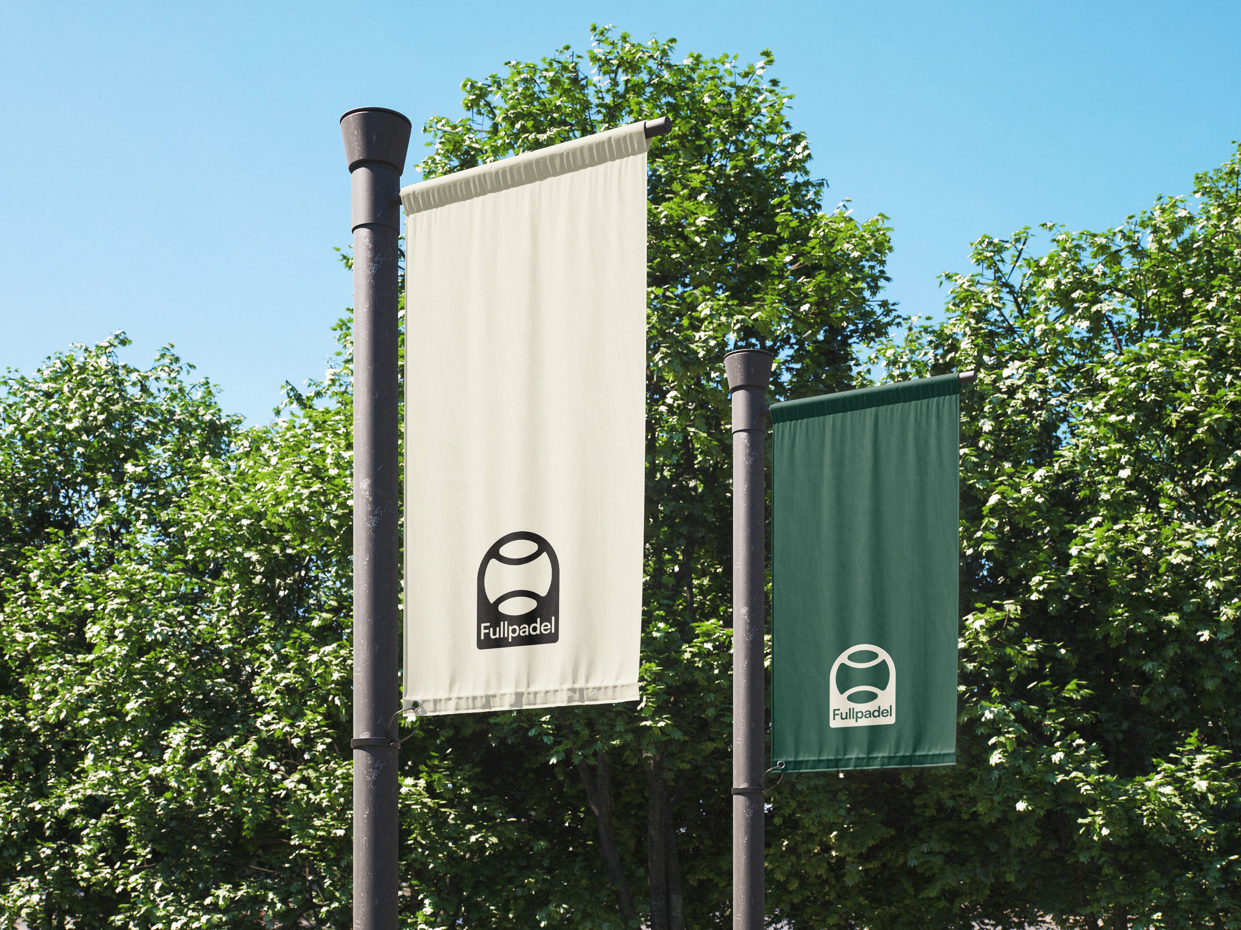 Photo of a poster with big brand logo