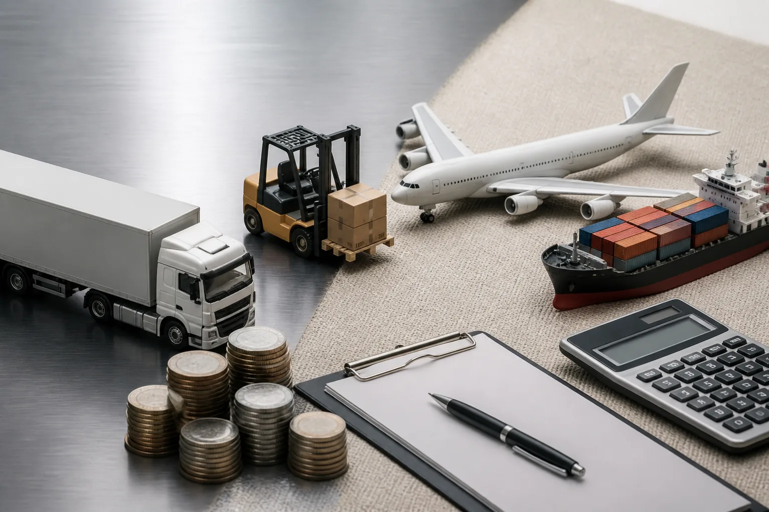 Business Setup Cost in Dubai for Logistics beside a warehouse with cargo pallets and a