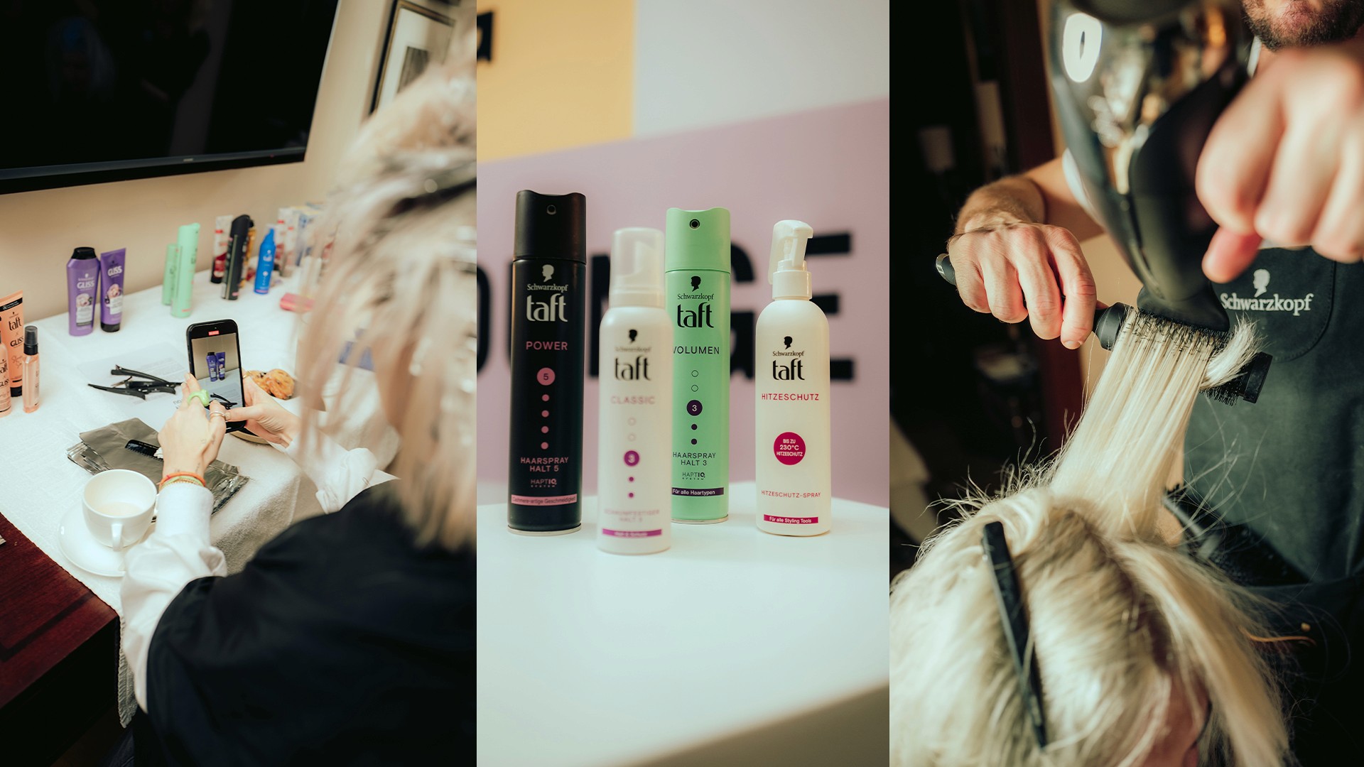 model with schwarzkopf in kepinski berlin hotel, styling a model for instagram, gala Dm germany