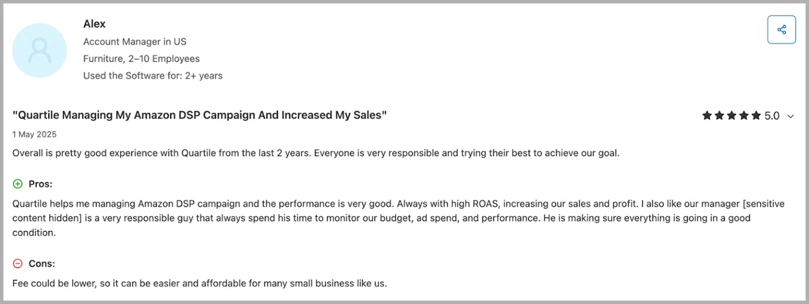 User feedback of Quartile on Capterra @@ User feedback of Quartile on Capterra