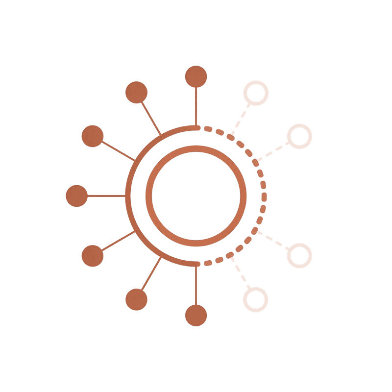 Circular hub partially complete with placeholder nodes for custom development