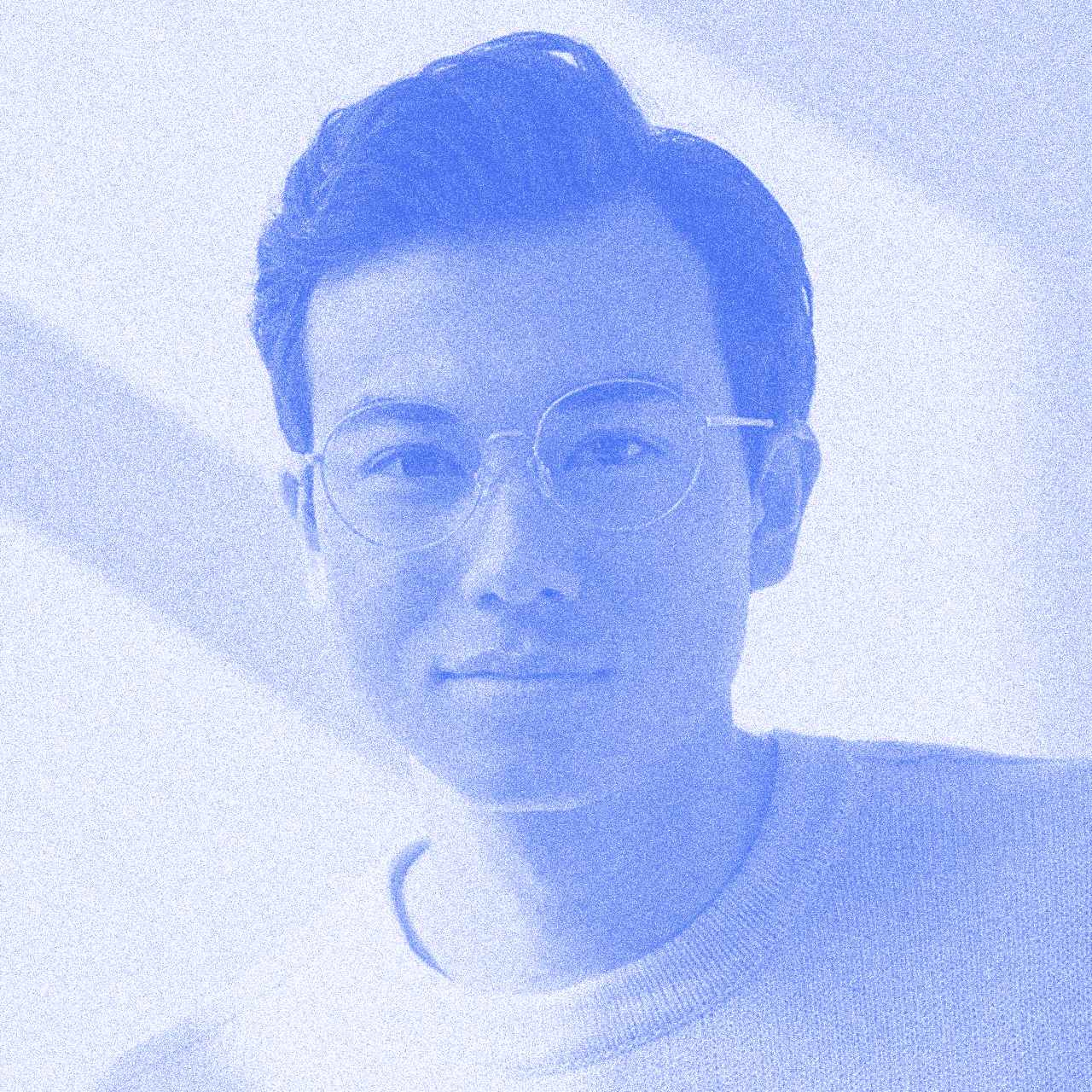 Man in blue portrait. Studio shot.