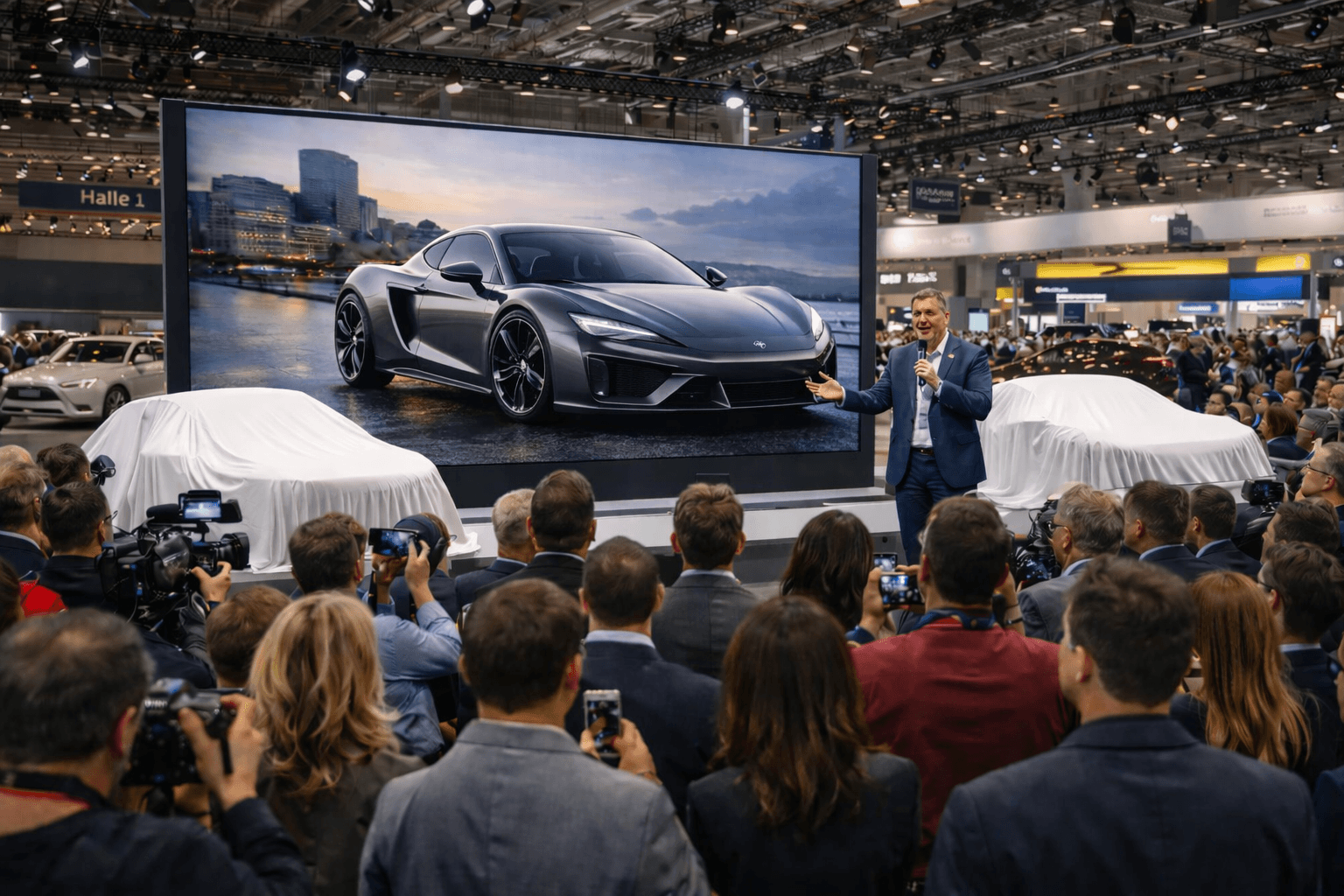 LED Wand auf einer Auto-Messe