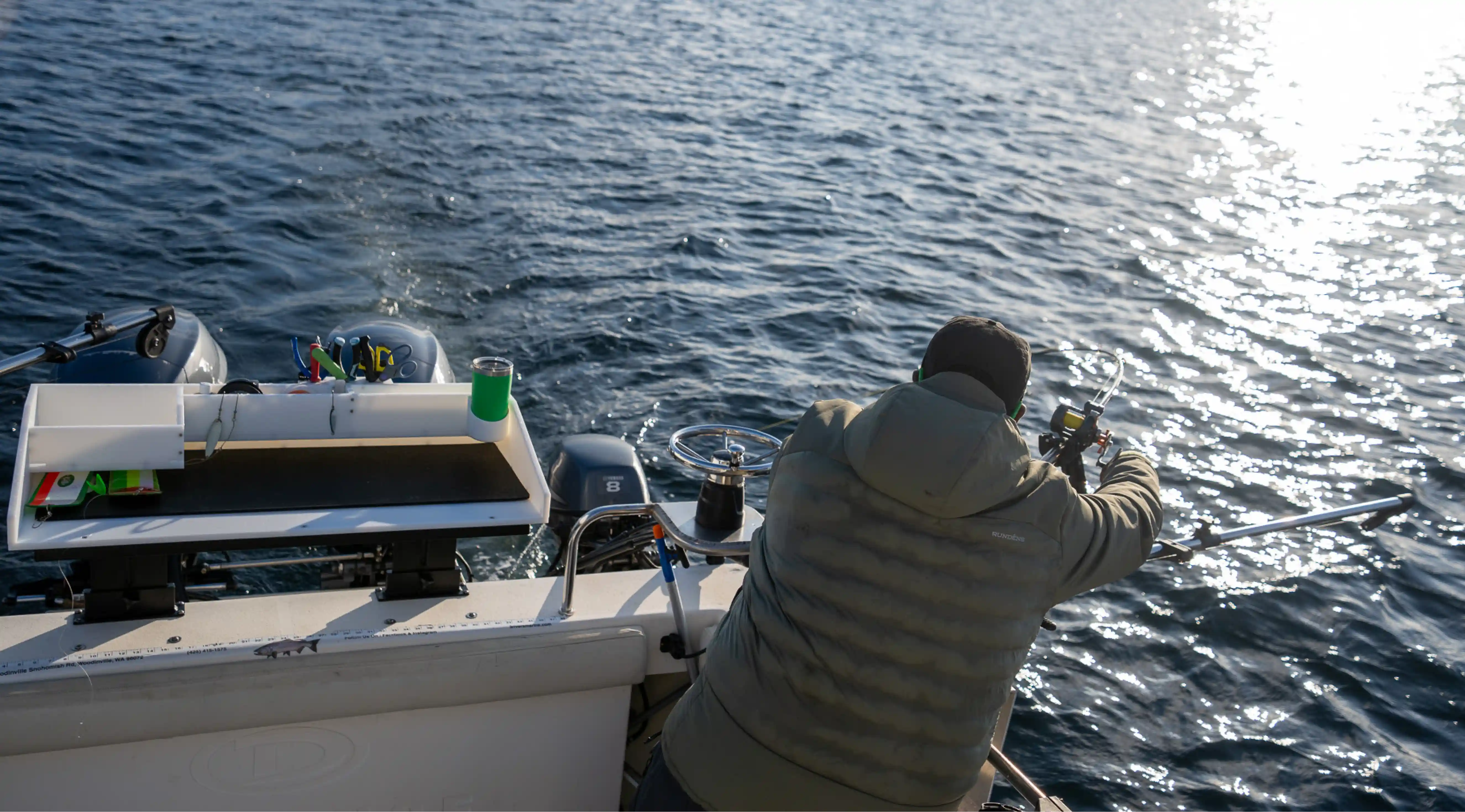 Captain setting up fishing gear