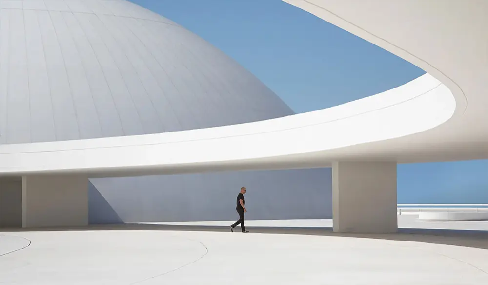 Curved minimalist architecture — Semantic insurance AI systems