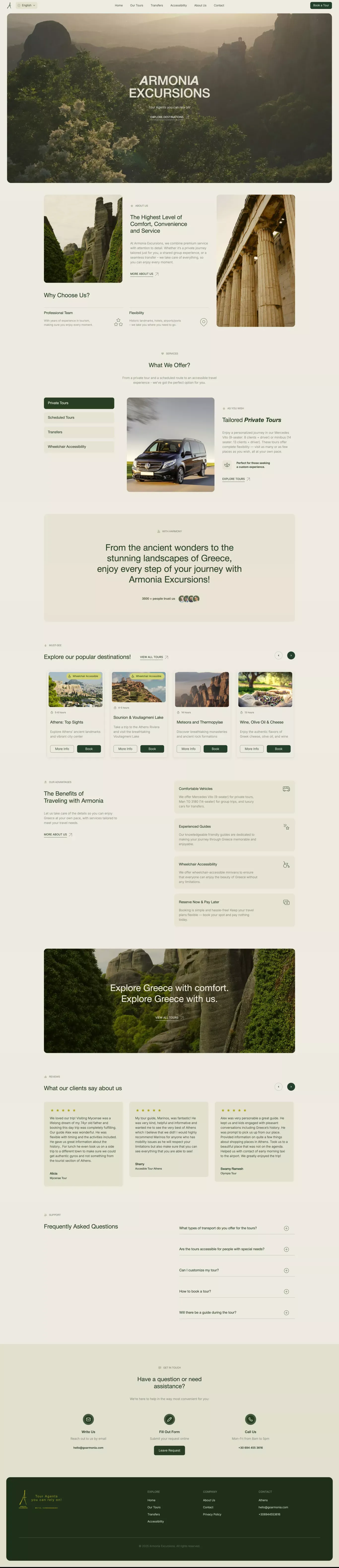 Armonia Excursions -  The most popular t landing page screenshot showcasing Travel design