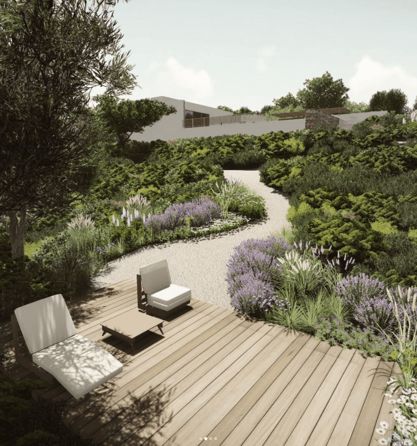 Jardín moderno con estilo contemporáneo
