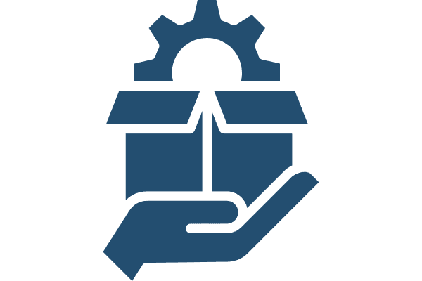 hand holding a box with a gear inside