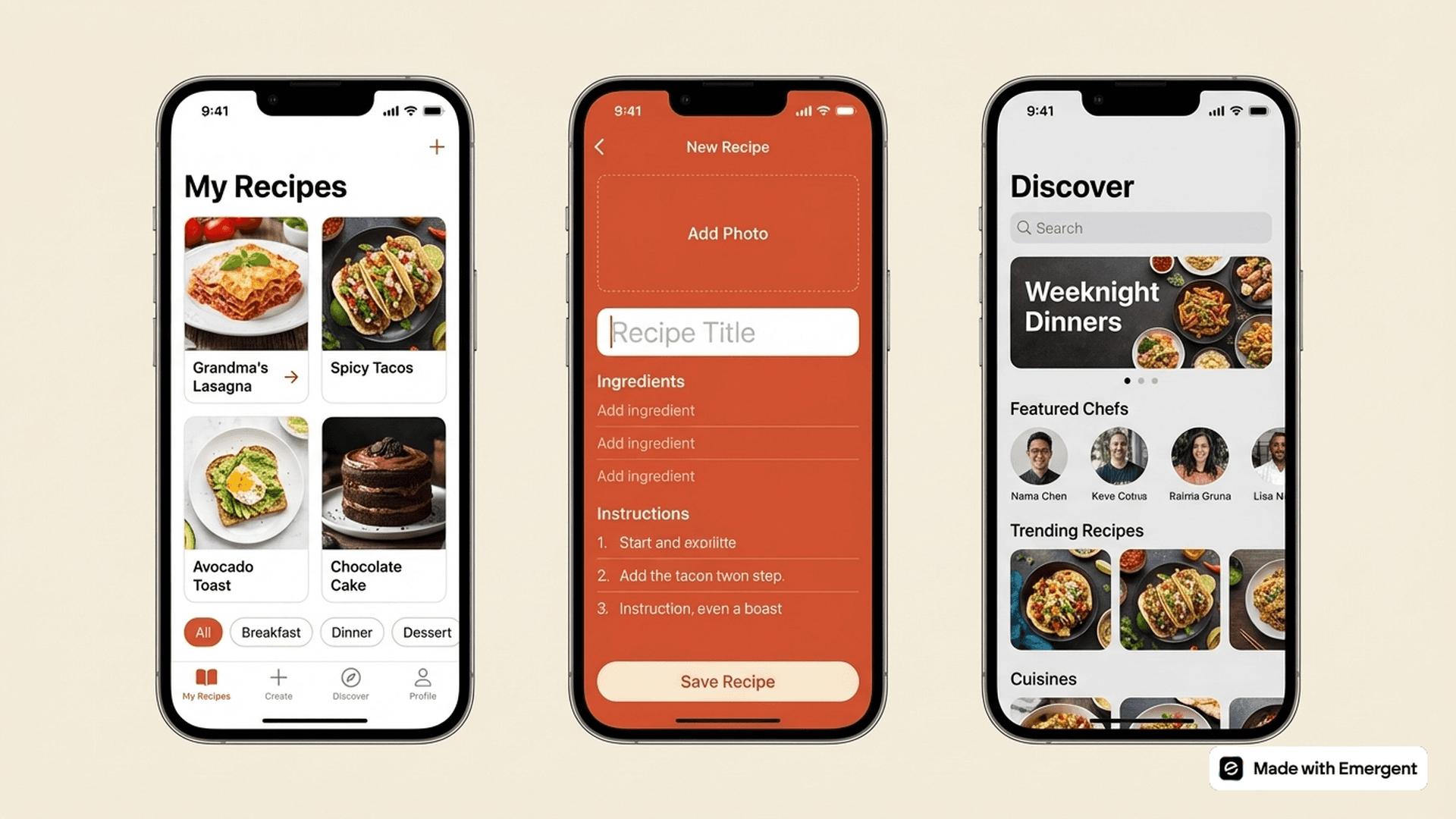 Recipe Maker App Made with Emergent
